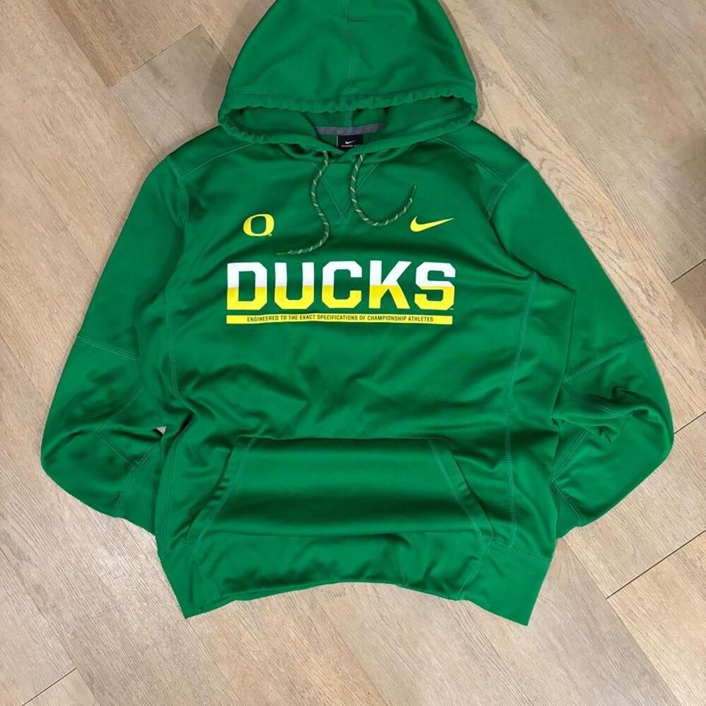 Nike Men's Green and Yellow Hoodie